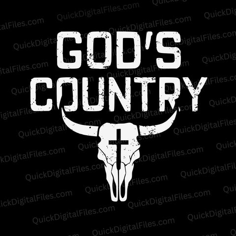 "God's COUNTRY Bull Skull Design"