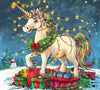 Festive unicorn with Christmas lights and wreath PNG graphic