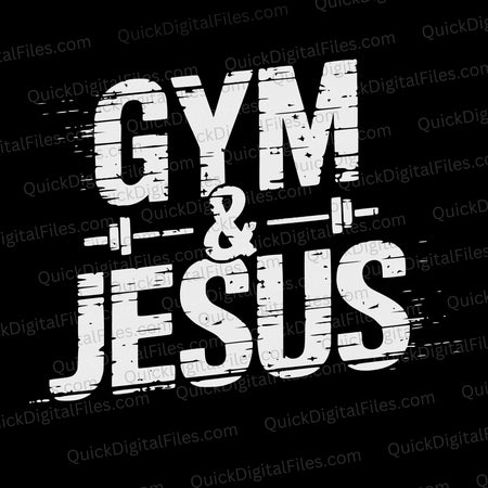 Gym and Jesus SVG in rustic grunge style for fitness lovers
