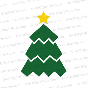 "Abstract Green Christmas Tree Graphic with Yellow Star SVG, PNG, JPEG, PDF"