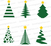 "6-Pack Christmas Tree SVG Bundle with Gold Stars"