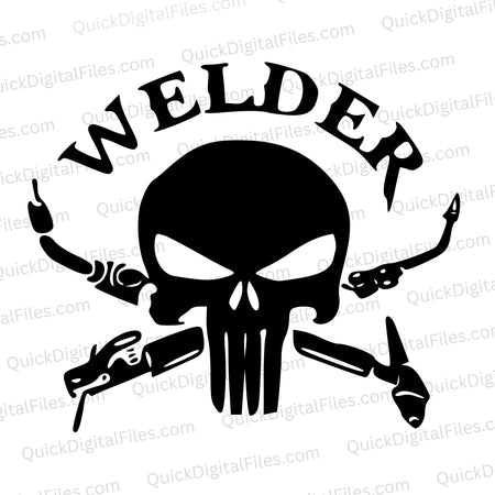 welding graphic with skull and it says Welder - SVG file graphic