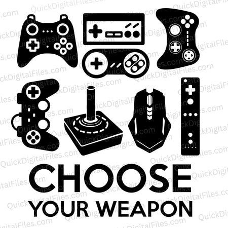 Choose your weapon SVG with gaming controller silhouettes
