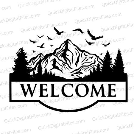 "Mountain Landscape Welcome Emblem SVG, PNG, JPEG"