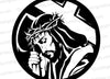 "Black and White Jesus with Crown of Thorns & Cross SVG, PNG, JPEG"