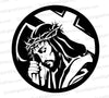 "Black and White Jesus with Crown of Thorns & Cross SVG, PNG, JPEG"