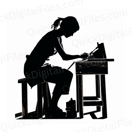 Woman Woodworking Silhouette Digital Art PNG