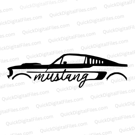 Mustang car silhouette SVG with model name integrated into design