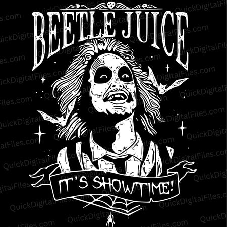 "Silhouette of Beetlejuice against a black background"