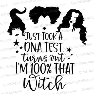 100% Witch Halloween graphic with three witch silhouettes SVG
