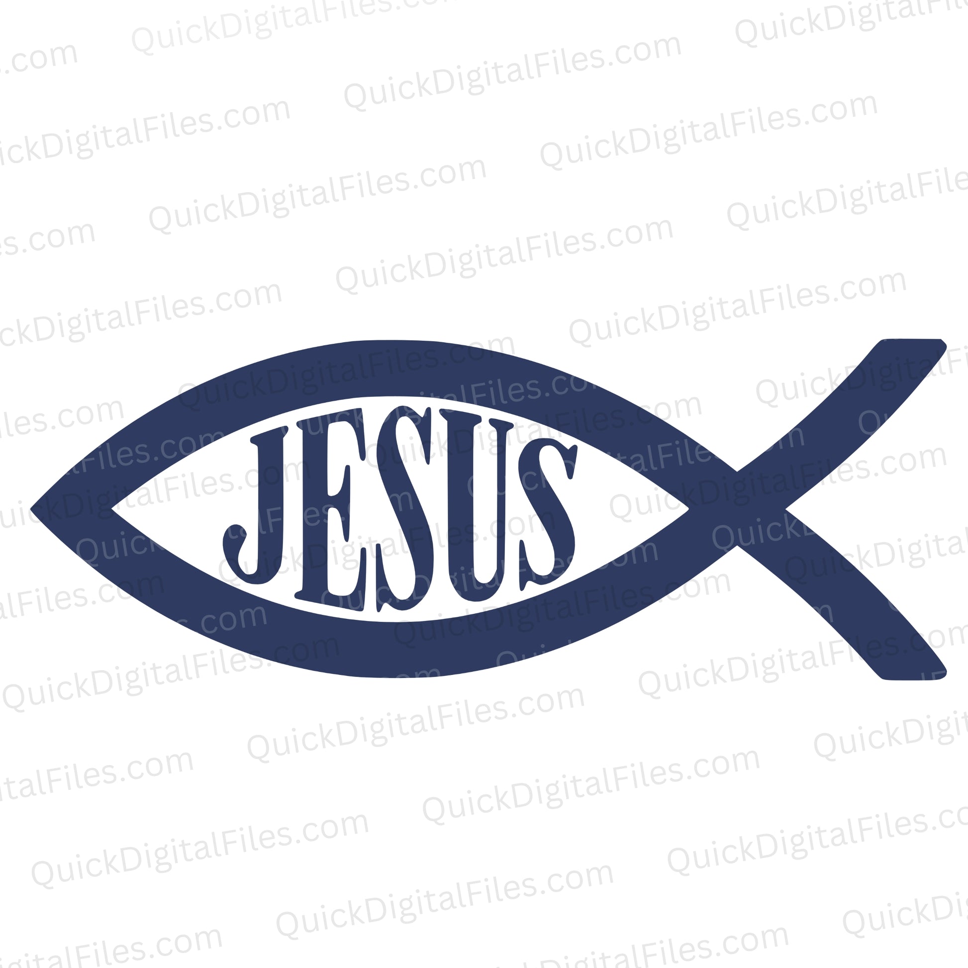 Jesus Fish Symbol | Blue Christian SVG with Decorative Font