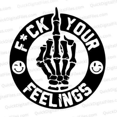 "Skeleton hand flipping middle finger SVG graphic"