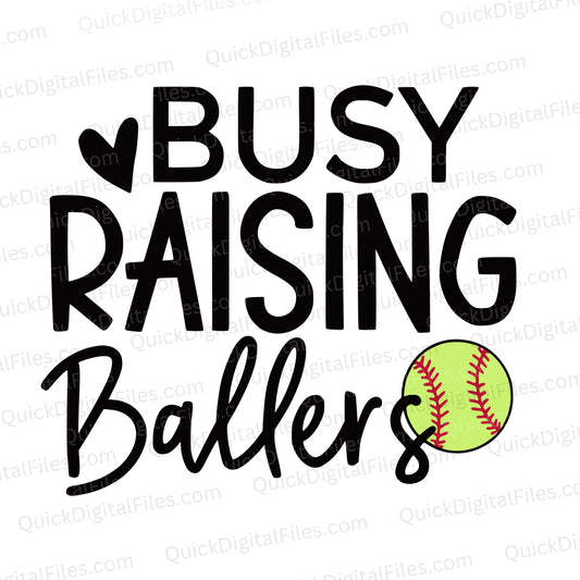 Softball Mom Shirt SVG – Busy Raising Ballers Softball Design
