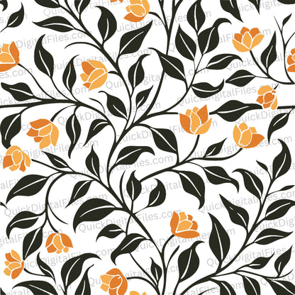 Vibrant orange flower SVG pattern for textile and wallpaper design.