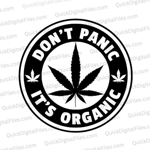 Organic marijuana advocacy circular SVG design with pot leaf.