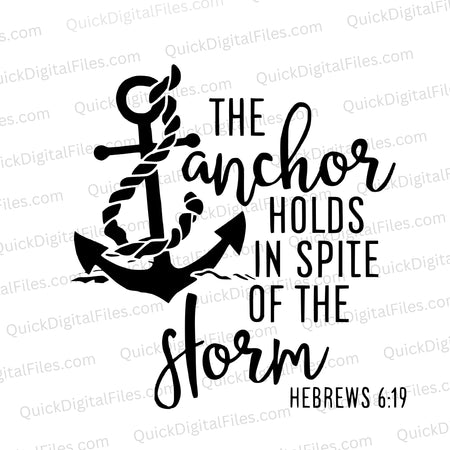 "Black and white SVG of anchor symbolizing hope in storms for DIY projects."