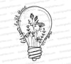 Inspirational light bulb and flower SVG graphic with Matthew 5:16 text.