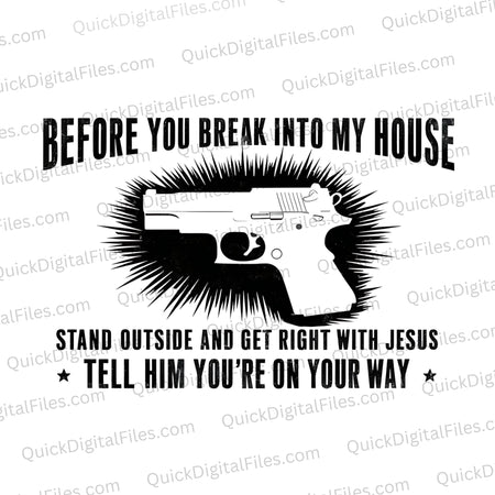 "SVG warning sign with handgun for home security."