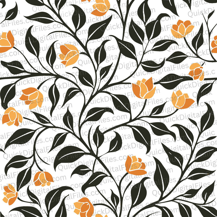 Repeating Two-Tone Orange Floral SVG Pattern – Quick Digital Files