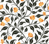 "Eternal Bloom" two-tone orange floral SVG pattern with dark stems for seamless design.