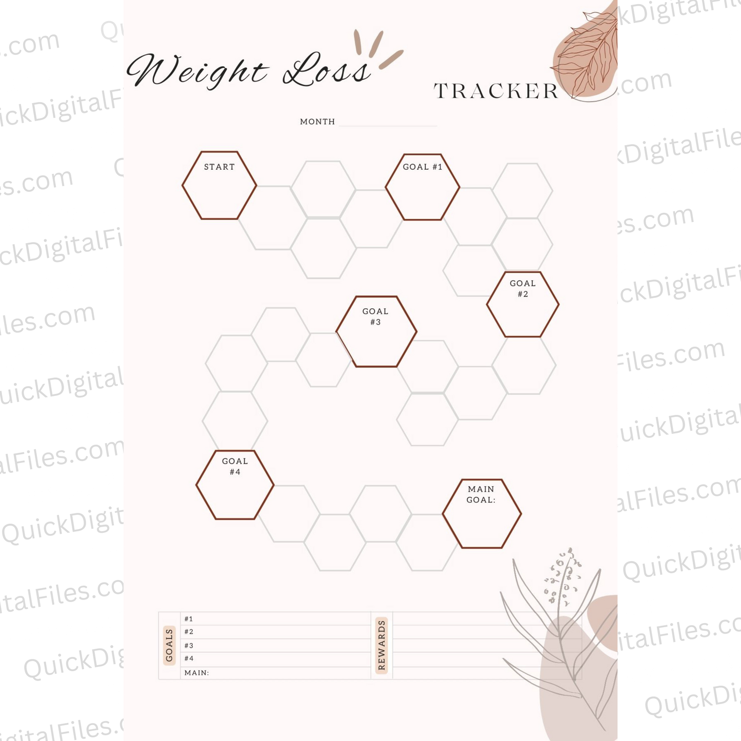 "Digital Weight Loss Goals Tracking Template"