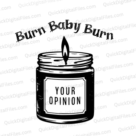 "Expressive candle jar silhouette with 'Your Opinion' label in SVG, PNG, JPEG."