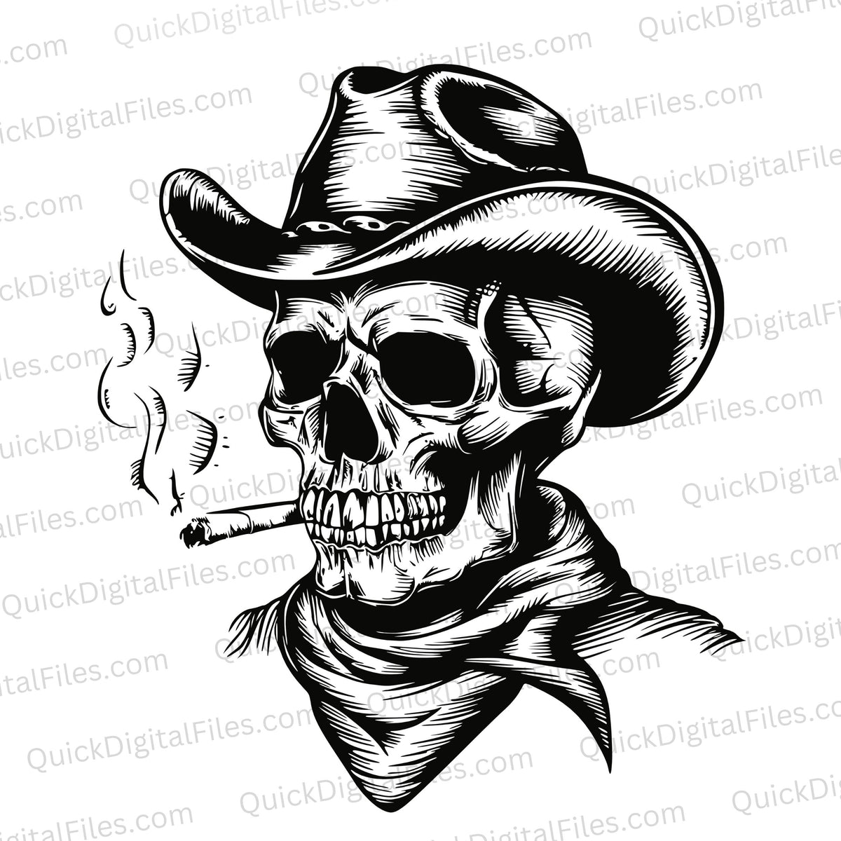 Cowboy Skull Drawing Skull In A Hat Cowboy Wild West Theme Royalty