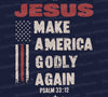 Make America Godly Again SVG with bold "JESUS" text and American flag
