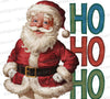 Vintage Santa Claus with 'HO HO HO' Text PNG
