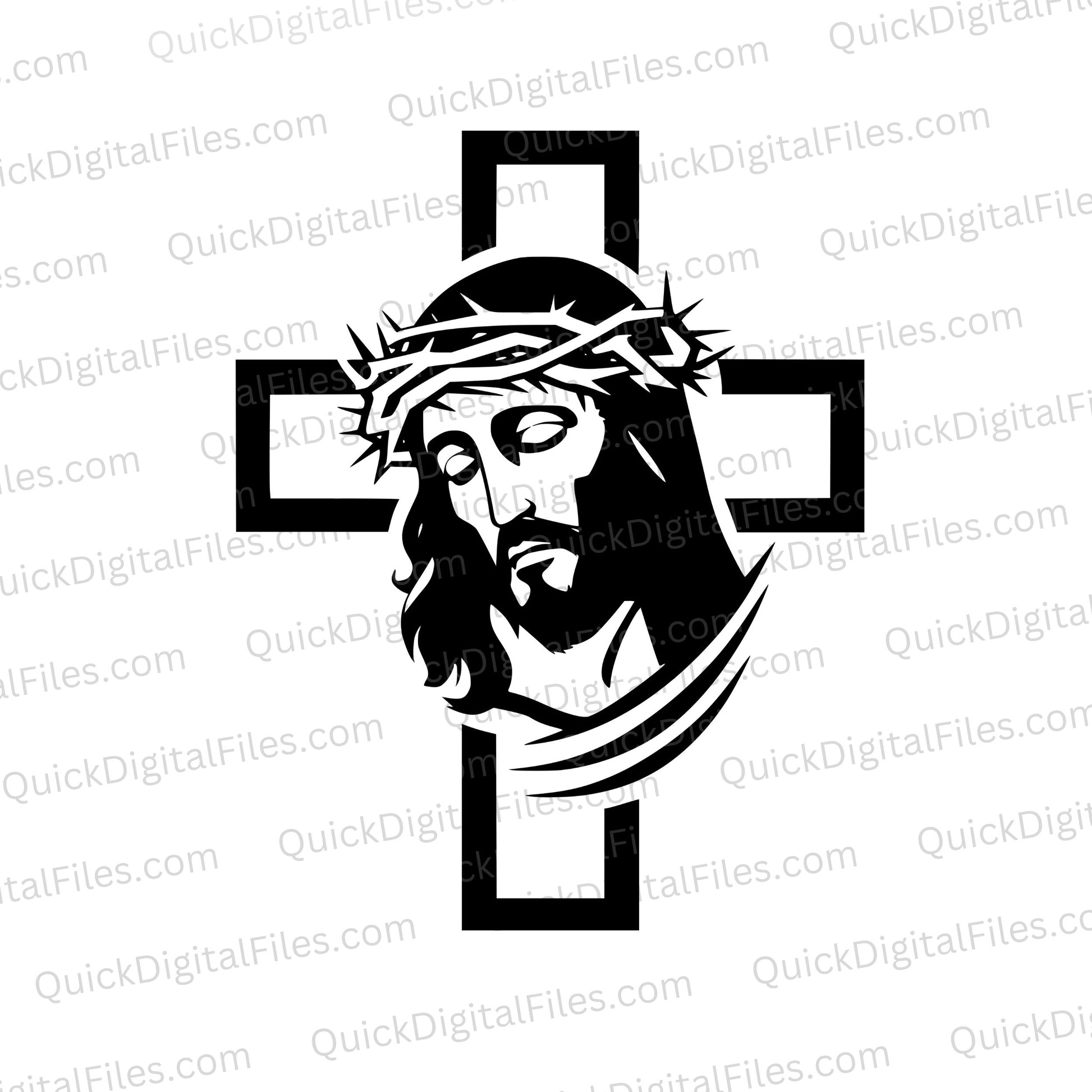 "Jesus Christ with Crown of Thorns Silhouette Design"