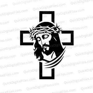 "Jesus Christ with Crown of Thorns Silhouette Design"