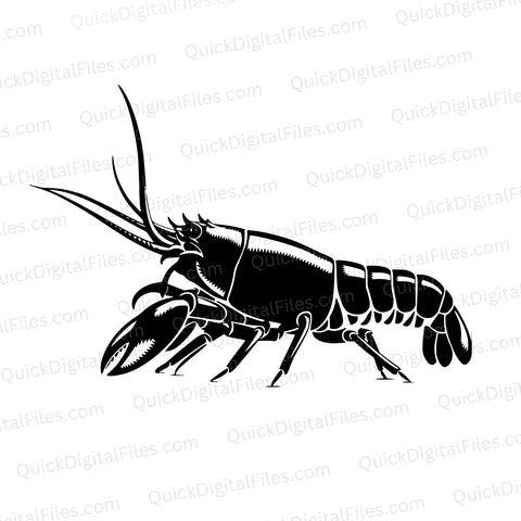 Crawfish Silhouette SVG | Crayfish Clipart for Engraving & Cricut

