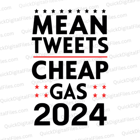 "Mean Tweets Cheap Gas 2024 Political Graphic SVG, PNG, JPEG, PDF" donald trump support