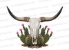 "Desert Skull and Cacti Graphic PNG, Transparent Background"