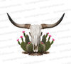 "Desert Skull and Cacti Graphic PNG, Transparent Background"