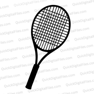 "Black tennis racket silhouette SVG for sports design."