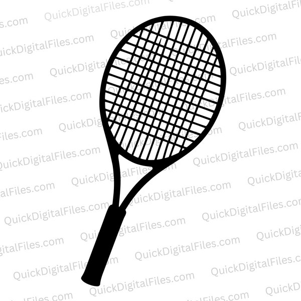 "Black tennis racket silhouette SVG for sports design."