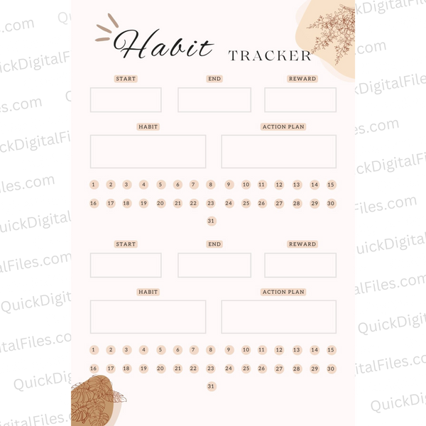 "Customizable Habit Tracker Canva Template Download"