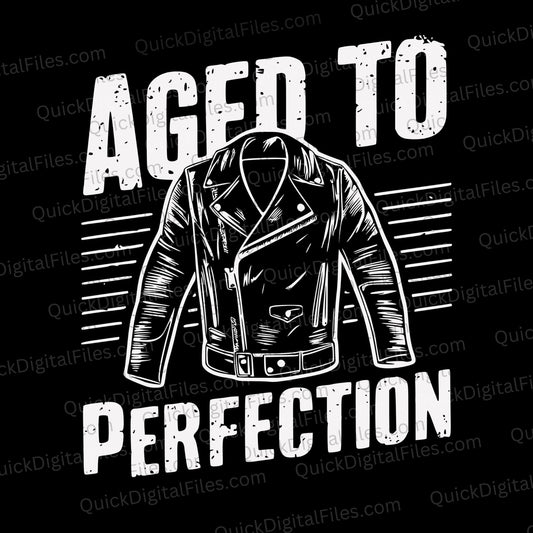 "Vintage leather jacket design aged to perfection for t-shirts."