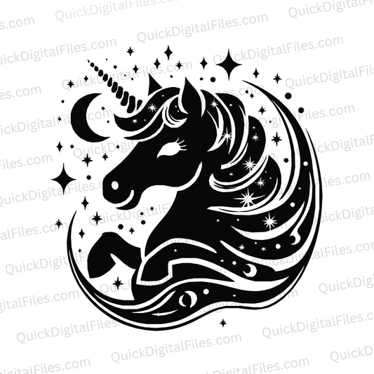Festive unicorn silhouette SVG for elegant holiday crafts