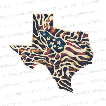 Detailed Texas outline showcasing diverse landscapes and Rio Grande PNG art.