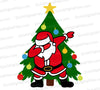 Santa Claus dabbing in front of Christmas tree graphic PNG
