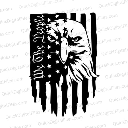 American flag and eagle silhouette SVG graphic