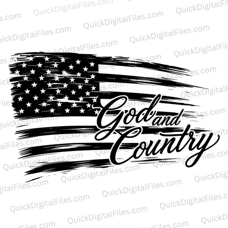 God and Country Distressed American Flag Graphic Art Download svg png jpeg