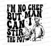 "Funny skeleton chef SVG 'Stir the Pot' for kitchen decor and apparel."