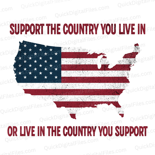 USA map with American flag design and text on a white background