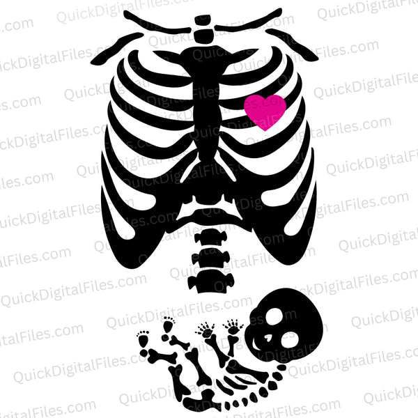 Rib Cage with Baby Boy Skeleton SVG