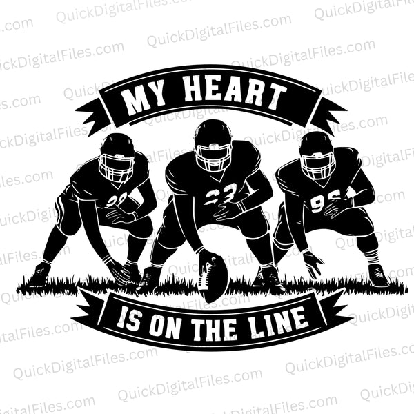 "Football Players Defensive Stance Graphic SVG, PNG, JPEG"