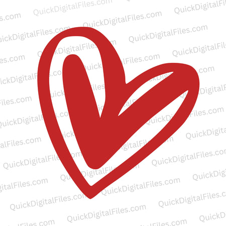 "Hand-Drawn Style Heart" - Cute Red Heart Graphic Download svg png jpeg