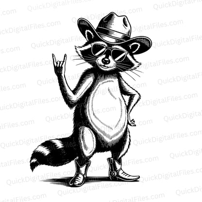 Raccoon SVG | Cowboy Hat & Rock On Clipart for Shirts & Crafts
